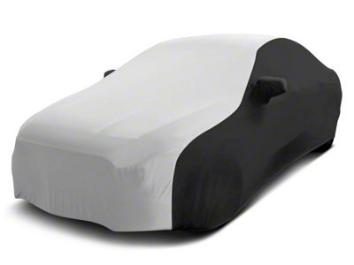 Coverking Satin Stretch Indoor Car Cover without Roof Antenna Pocket; Black/Pearl White (06-10 Charger w/ Rear Spoiler)