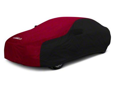 Coverking Stormproof Car Cover with Rear Roof Shark Fin Antenna Pocket; Black/Red (12-14 Charger)