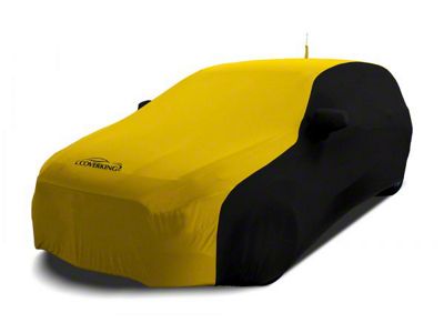Coverking Satin Stretch Indoor Car Cover; Black/Velocity Yellow (99-04 Mustang Convertible w/o Rear Spoiler)