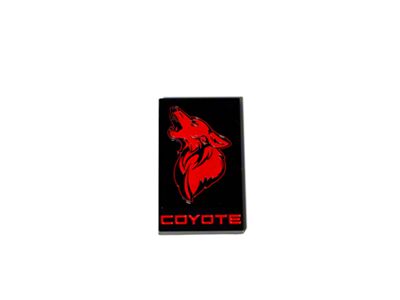 Coyote Badge Shop GT350 Style V3 Howling Coyote Badge; Black with Red Coyote (15-23 Mustang GT)