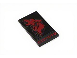 Coyote Badge Shop GT350 Style V3 Howling Coyote Badge; Black with Red Coyote (15-23 Mustang GT)