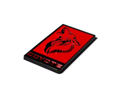 Coyote Badge Shop GT350 Style V3 Howling Coyote Badge; Black with Red Fill (15-23 Mustang GT)