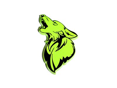 Coyote Badge Shop GT500 Style V1 Floating Coyote Badge; Black with Lime Green Fill (Universal; Some Adaptation May Be Required)