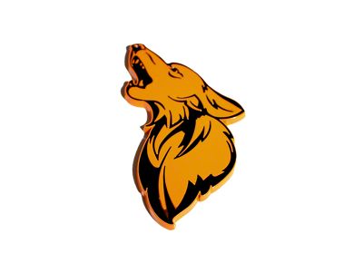 Coyote Badge Shop GT500 Style V1 Floating Coyote Badge; Black with Orange Fury Fill (Universal; Some Adaptation May Be Required)