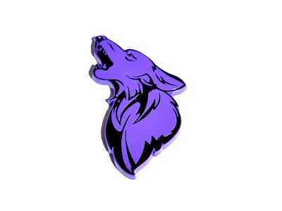 Coyote Badge Shop GT500 Style V1 Floating Coyote Badge; Black with Purple Fill (Universal; Some Adaptation May Be Required)