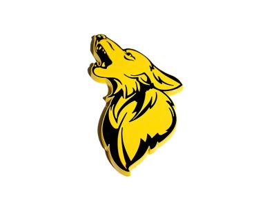 Coyote Badge Shop GT500 Style V1 Floating Coyote Badge; Black with Yellow Fill (Universal; Some Adaptation May Be Required)