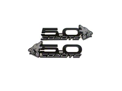 Coyote Badge Shop S550 Style V4 Coyote Fender Badges; Black with Grey Fill (15-26 Mustang GT, Dark Horse)
