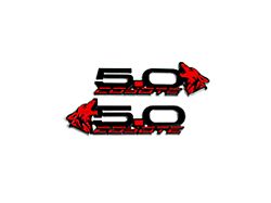 Coyote Badge Shop S550 Style V4 Coyote Fender Badges; Black with Red Fill (15-26 Mustang GT, Dark Horse)