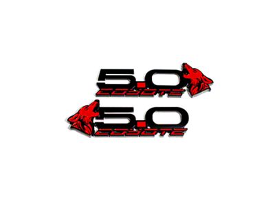 Coyote Badge Shop S550 Style V4 Coyote Fender Badges; Black with Red Fill (15-26 Mustang GT, Dark Horse)