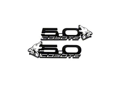 Coyote Badge Shop S550 Style V4 Coyote Fender Badges; Black with White Fill (15-26 Mustang GT, Dark Horse)