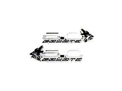 Coyote Badge Shop S550 Style V4 Coyote Fender Badges; Chrome with Black Fill (15-26 Mustang GT, Dark Horse)