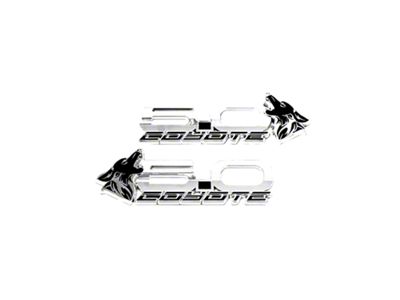 Coyote Badge Shop S550 Style V4 Coyote Fender Badges; Chrome with Black Fill (15-26 Mustang GT, Dark Horse)