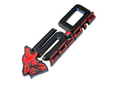 Coyote Badge Shop S650 Style V4 Coyote Fender Badges; Black with Red Fill (15-26 Mustang GT, Dark Horse)