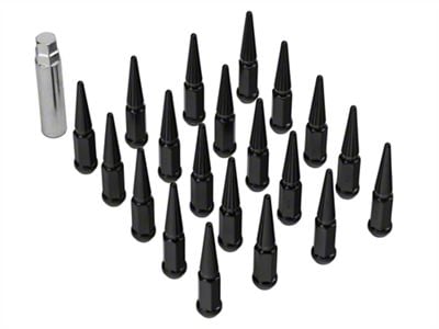Black Spike Lug Nut Kit; 1/2-Inch x 20; Set of 20 (79-14 Mustang)
