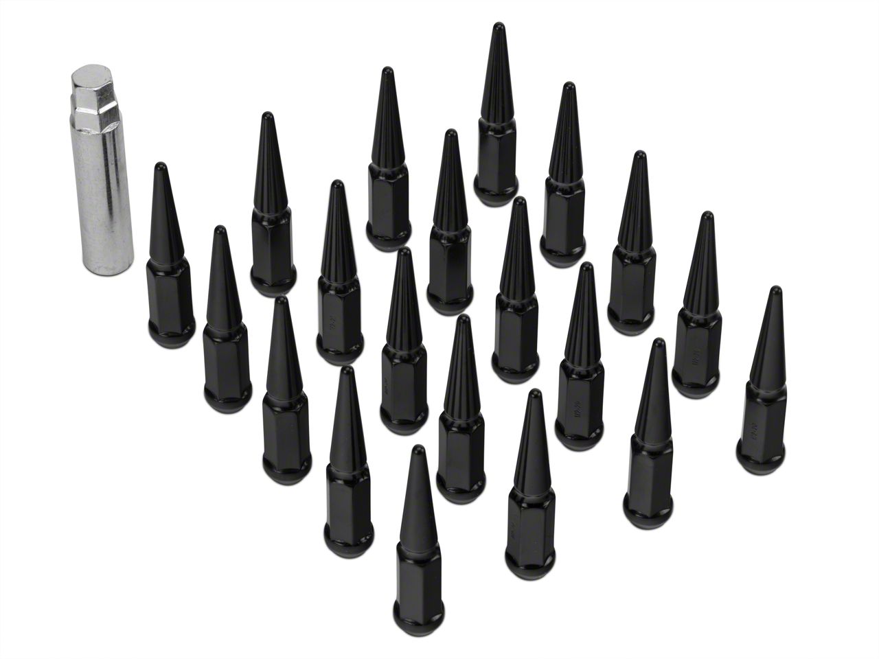 Mustang Black Spike Lug Nut Kit; 1/2-Inch x 20; Set of 20 (79-14