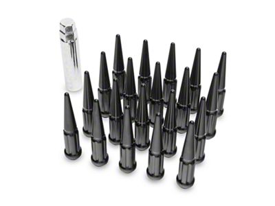 Black Spike Lug Nut Kit; 14mm x 1.5; Set of 20 (08-23 Challenger)