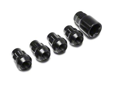 Locks with Key for Black Acorn Lug Nuts; 14mm x 1.5 (08-23 Challenger)