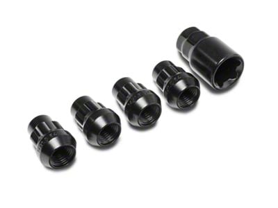 Locks with Key for Black Acorn Lug Nuts; 14mm x 1.5 (06-23 Charger)