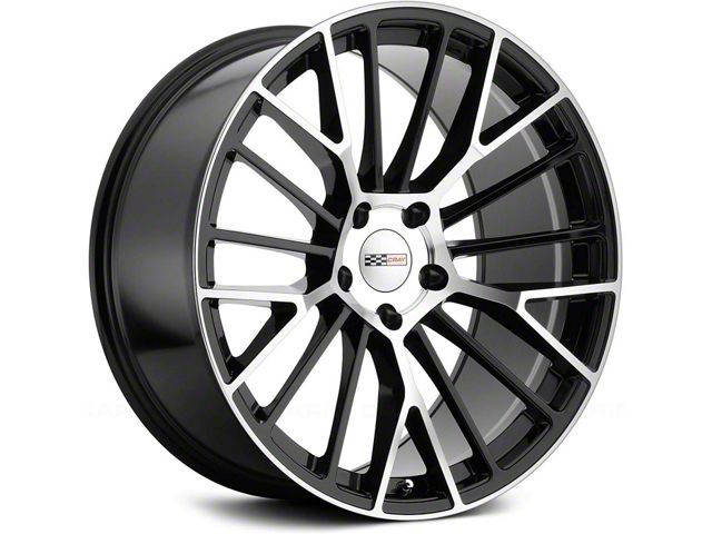 Cray Astoria Gloss Black with Mirror Cut Face Wheel; Front Only; 18x9.5 (05-13 Corvette C6 Base)