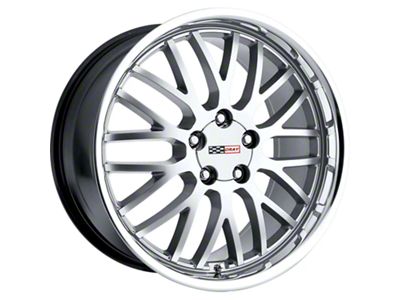 Cray Manta Hyper Silver with Mirror Cut Lip Wheel; Rear Only; 19x10.5 (97-04 Corvette C5)