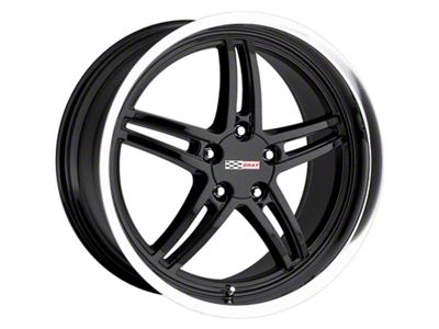 Cray Scorpion Gloss Black with Mirror Cut Lip Wheel; Rear Only; 19x10.5; 65mm Offset (97-04 Corvette C5)