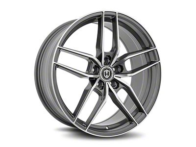 Curva Concepts CFF25 Gunmetal Machine Face Wheel; 18x9.5; 35mm Offset (79-93 Mustang w/ 5-Lug Conversion)