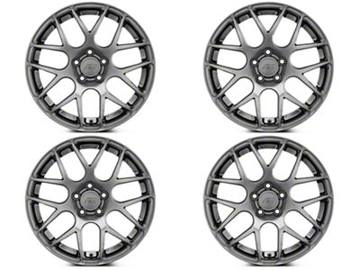 Staggered AMR Dark Stainless 4-Wheel Kit; 18x9/18x10; 30mm/45mm Offset (05-09 Mustang)