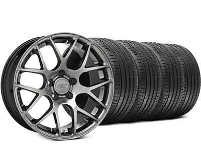 AMR Dark Stainless Wheel and Sumitomo Maximum Performance HTR Z5 Tire Kit; 18x9 (05-14 Mustang)