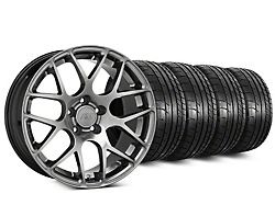 Staggered AMR Dark Stainless Wheel and Mickey Thompson Tire Kit; 20-Inch (15-23 Mustang GT, EcoBoost, V6)