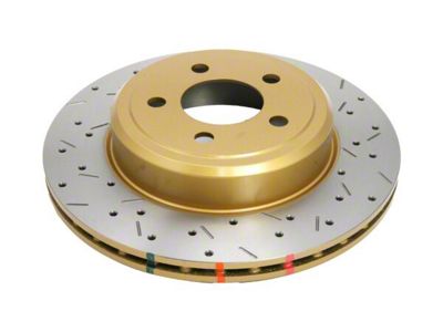 DBA 4000 Series XS Gold Cross Drilled and Slotted Rotor; Rear (09-16 Challenger R/T, R/T Plus; 15-23 Challenger SRT 392, SRT Hellcat)