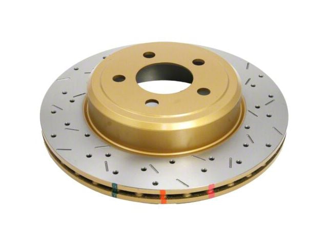 DBA 4000 Series XS Gold Cross Drilled and Slotted Rotor; Rear (06-08 Charger R/T; 15-23 Charger SRT Hellcat)