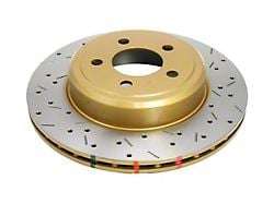 DBA 4000 Series XS Gold Cross Drilled and Slotted Rotor; Rear (06-08 Charger R/T; 15-23 Charger SRT Hellcat)