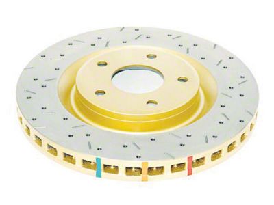 DBA 4000 Series XS Gold Cross Drilled and Slotted Rotor; Front (97-04 Corvette C5; 05-13 Corvette C6 Base)
