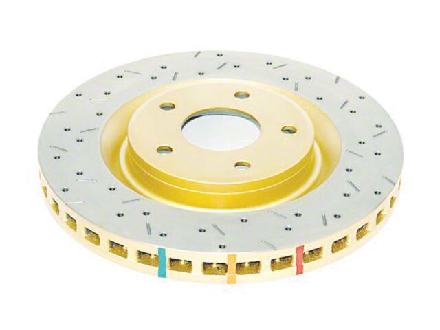 DBA 4000 Series XS Gold Cross Drilled and Slotted Rotor; Front (97-04 Corvette C5; 05-13 Corvette C6 Base)