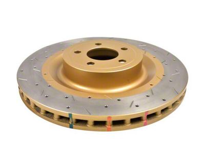 DBA 4000 Series XS Gold Cross Drilled and Slotted Rotor; Front (15-23 Mustang GT w/ Performance Pack)