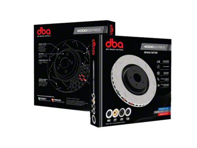 DBA 4000 Series XS Gold Cross Drilled and Slotted Rotor; Rear (15-23 Mustang GT, EcoBoost w/ Performance Pack)