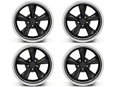 Deep Dish Bullitt Gloss Black 4-Wheel Kit; 18x9; 30mm Offset (94-98 Mustang)