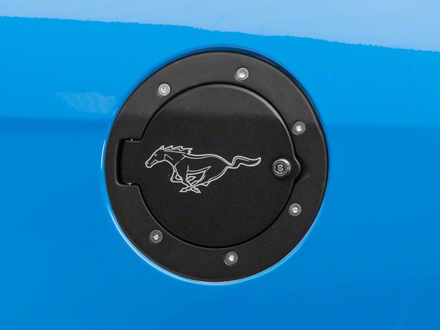 Defenderworx Locking Fuel Door with Pony Logo; Two Tone (10-14 Mustang)