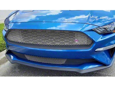 Diamond Grilles Emblem Delete Upper and Lower Grilles; Stainless Steel (18-23 Mustang EcoBoost)