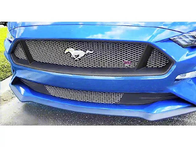Diamond Grilles Upper and Lower Grilles; Stainless Steel (18-23 Mustang GT)