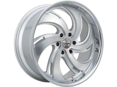 DNK Street 702 Brushed Face Silver Milled with Chrome Lip Wheel; 22x9; 35mm Offset (10-14 Mustang)