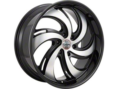DNK Street 702 Gloss Black Machined Wheel; 22x9; 35mm Offset (15-23 Mustang GT, EcoBoost, V6)