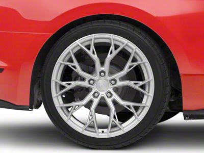 Dolce Performance Aria Gloss Silver Machined Face Wheel; Rear Only; 20x10; 40mm Offset (15-23 Mustang GT, EcoBoost, V6)
