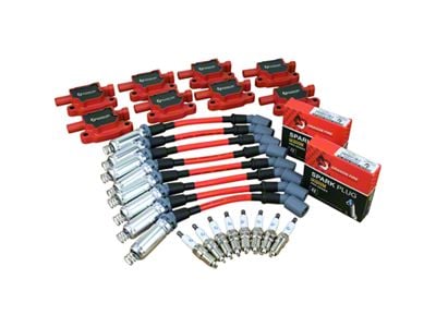 Dragon Fire Performance Ignition Tune Up Kit; Red (10-15 V8 Camaro w/ Square Coils)