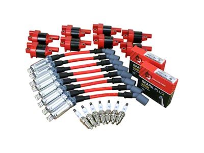 Dragon Fire Performance Ignition Tune Up Kit; Red (10-15 V8 Camaro w/ Round Coils)