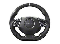 Drake Muscle Cars Steering Wheel; Carbon Fiber with Leather Grips (16-23 Camaro w/o Heated Steering Wheel)