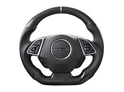 Drake Muscle Cars Steering Wheel; Carbon Fiber with Leather Grips (16-24 Camaro w/o Heated Steering Wheel)