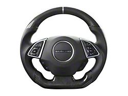 Drake Muscle Cars Steering Wheel; Carbon Fiber with Leather Grips (16-23 Camaro w/ Heated Steering Wheel)