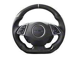 Drake Muscle Cars Steering Wheel; Carbon Fiber with Leather Grips (16-24 Camaro w/ Heated Steering Wheel)