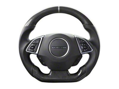 Drake Muscle Cars Steering Wheel; Carbon Fiber with Leather Grips (16-24 Camaro w/ Heated Steering Wheel)